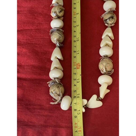 Miriam Haskell Vintage Bead Stone/Pearl? Shell Necklace Signed Rare Collectors - Picture 12 of 13